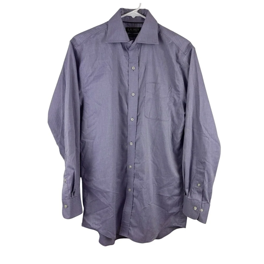 Lauren Ralph Lauren Dress Shirt Mens 15.5 32/33 Purple Slim Fit Stretch Non Iron